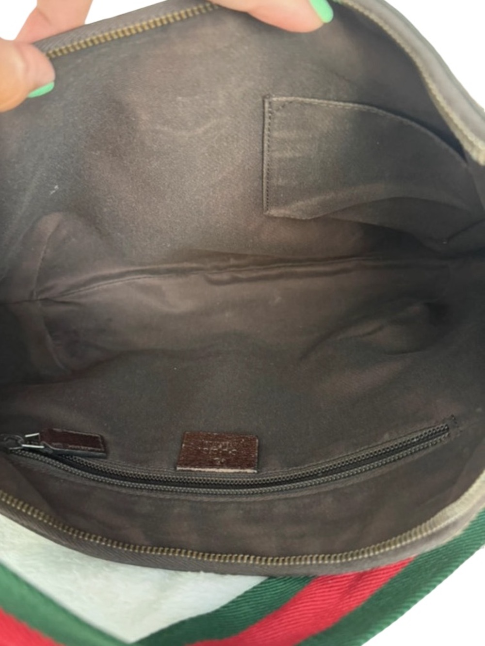 🔥 Authentic Gucci Beige GG Canvas Hobo Bag with Green-Red Web strap half moon - Picture 11 of 16